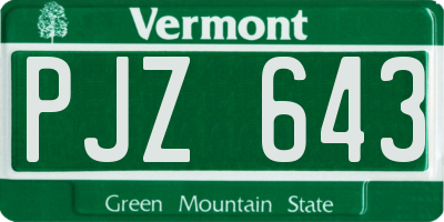 VT license plate PJZ643