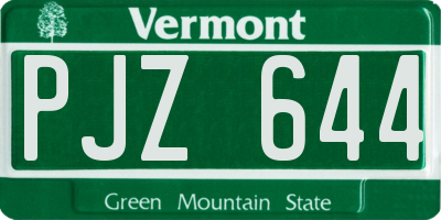 VT license plate PJZ644