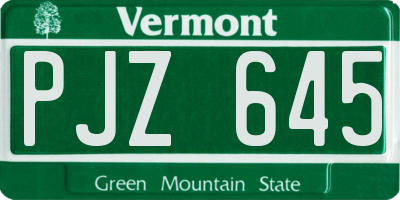 VT license plate PJZ645