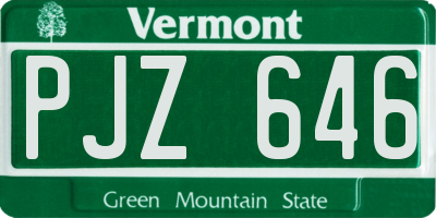VT license plate PJZ646