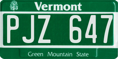VT license plate PJZ647