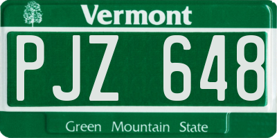 VT license plate PJZ648