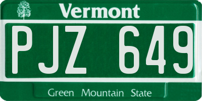 VT license plate PJZ649