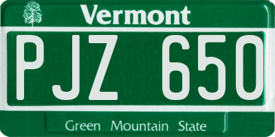 VT license plate PJZ650