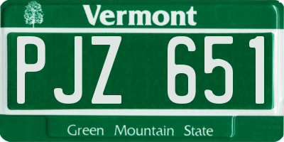 VT license plate PJZ651