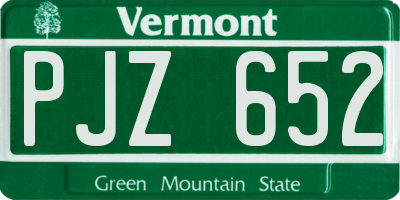 VT license plate PJZ652