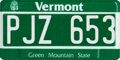 VT license plate PJZ653