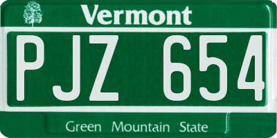 VT license plate PJZ654