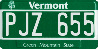 VT license plate PJZ655
