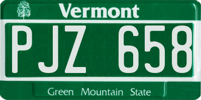 VT license plate PJZ658
