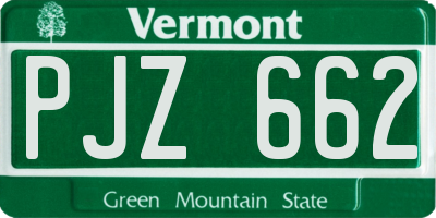 VT license plate PJZ662