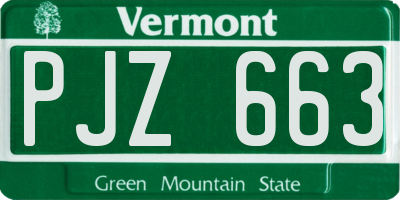 VT license plate PJZ663