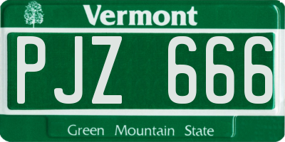 VT license plate PJZ666