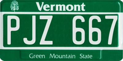 VT license plate PJZ667
