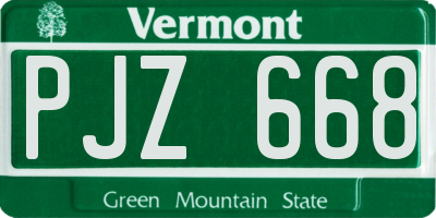 VT license plate PJZ668