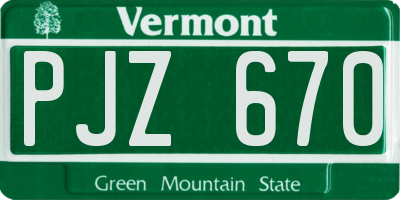 VT license plate PJZ670