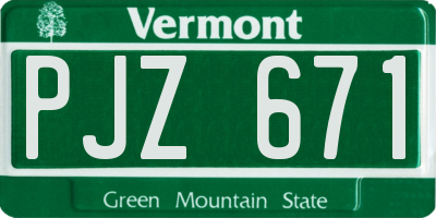 VT license plate PJZ671