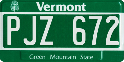 VT license plate PJZ672