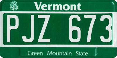 VT license plate PJZ673