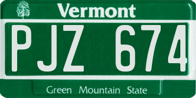 VT license plate PJZ674