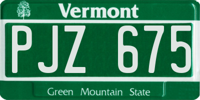 VT license plate PJZ675