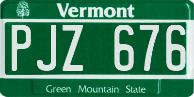 VT license plate PJZ676
