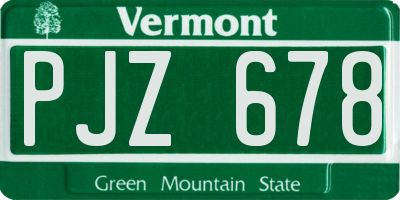 VT license plate PJZ678