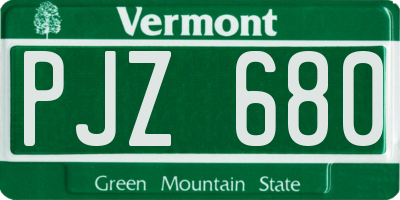 VT license plate PJZ680