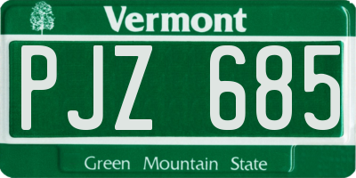 VT license plate PJZ685