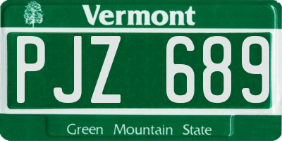 VT license plate PJZ689