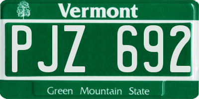 VT license plate PJZ692