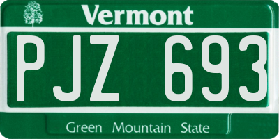 VT license plate PJZ693