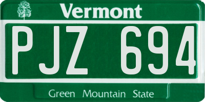 VT license plate PJZ694