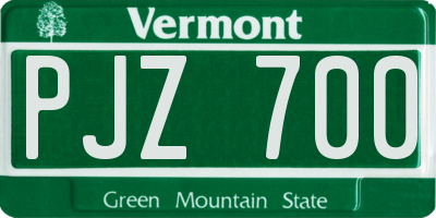 VT license plate PJZ700