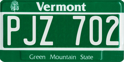 VT license plate PJZ702