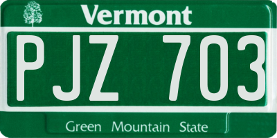VT license plate PJZ703