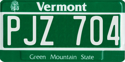 VT license plate PJZ704