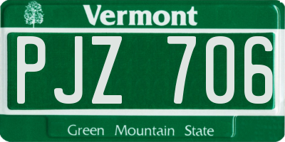 VT license plate PJZ706
