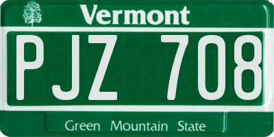 VT license plate PJZ708