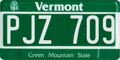 VT license plate PJZ709