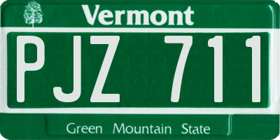VT license plate PJZ711