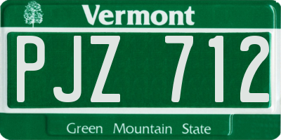 VT license plate PJZ712