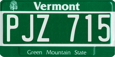 VT license plate PJZ715