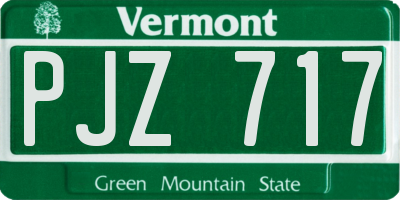 VT license plate PJZ717