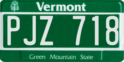 VT license plate PJZ718