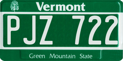 VT license plate PJZ722