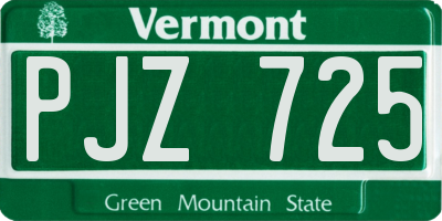 VT license plate PJZ725