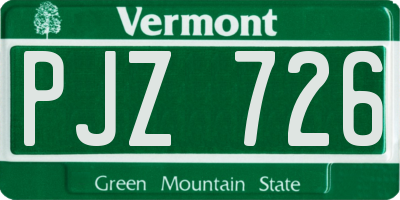 VT license plate PJZ726