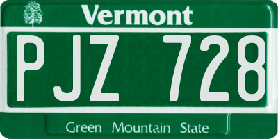 VT license plate PJZ728