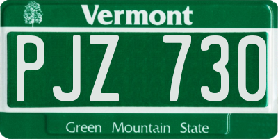 VT license plate PJZ730